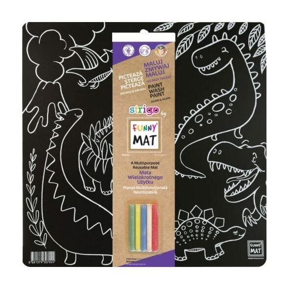 KOLOROWANKA FUNNY MAT BLACK 40x40 Dinozaury + GRATIS kredki