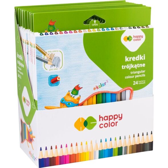 Kredki drewniane szkolne trójkątne 24 kol. KOLOR2