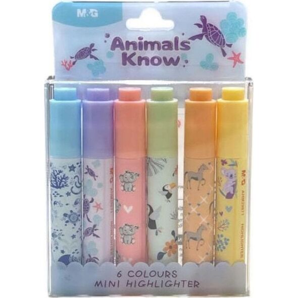 Zakreślacze mini Animals Planet 6 kol.