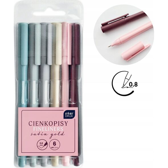 Cienkopisy Satin Gold 6 kolorów