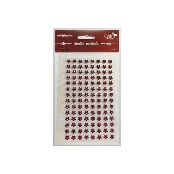 Stiker z kryształkami Kwiaty bordowe 8mm 112szt