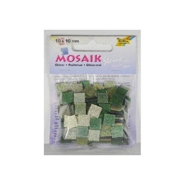 Mozaika kamyczki brokatowe 10x10mm zielony