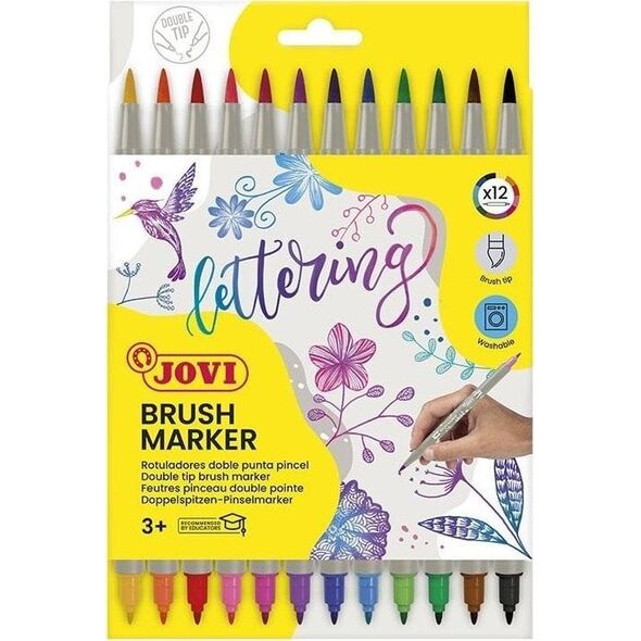 Flamastry dwustronne Brush 12szt JOVI