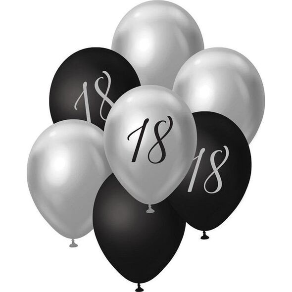 Balony B&C bukiet srebrno-czarny 45cm 7szt