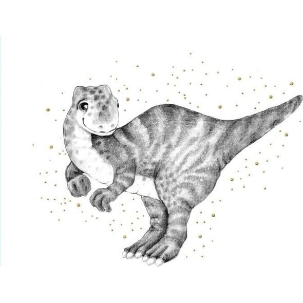 Karnet złocony kwadrat CL3824_BL Dinozaur
