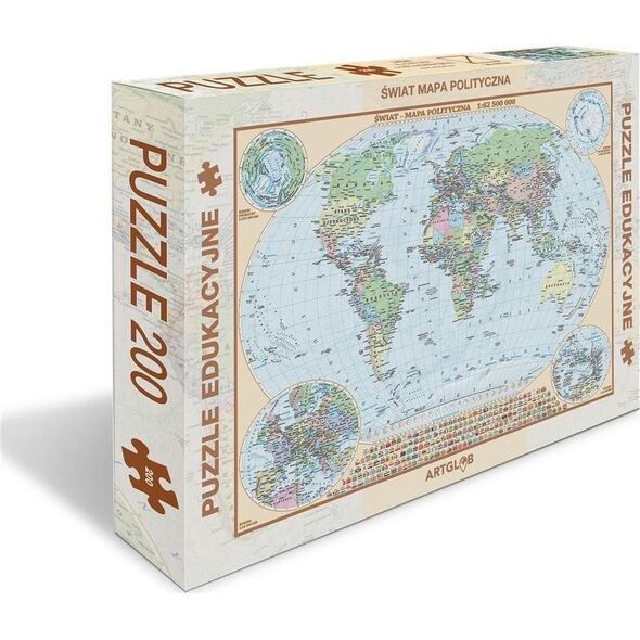 Puzzle 200 - Świat polityczny dla dzieci mapa