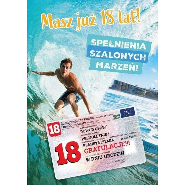Karnet urodziny 18