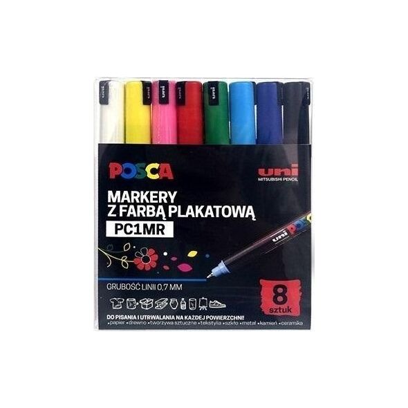 Markery plakatowe PC-1MR 8 kolorów POSCA UNI