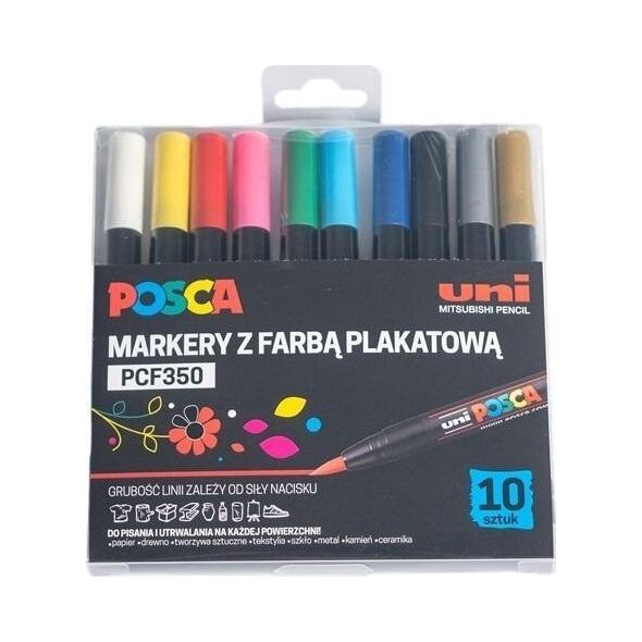 Markery plakatowe PCF-350 10 kolorów POSCA UNI