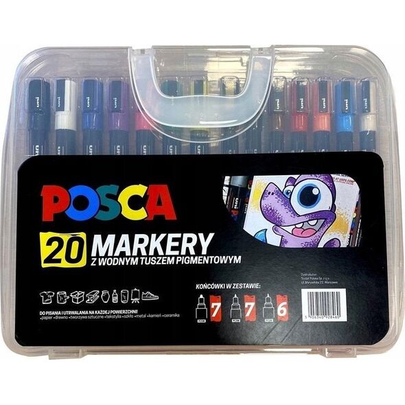 Markery w plastikowej walizce 20 kolorów POSCA
