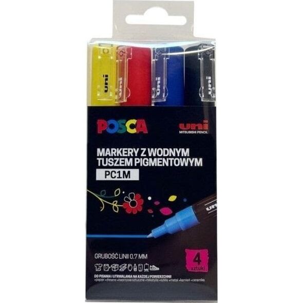 Markery plakatowe PC-1M 4 kolory POSCA UNI
