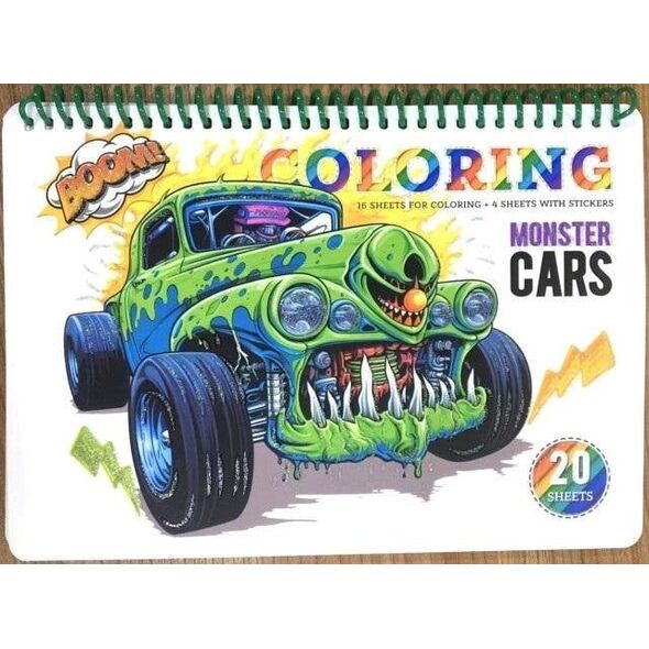 Kolorowanka A5 koło 20 kartek Monster cars