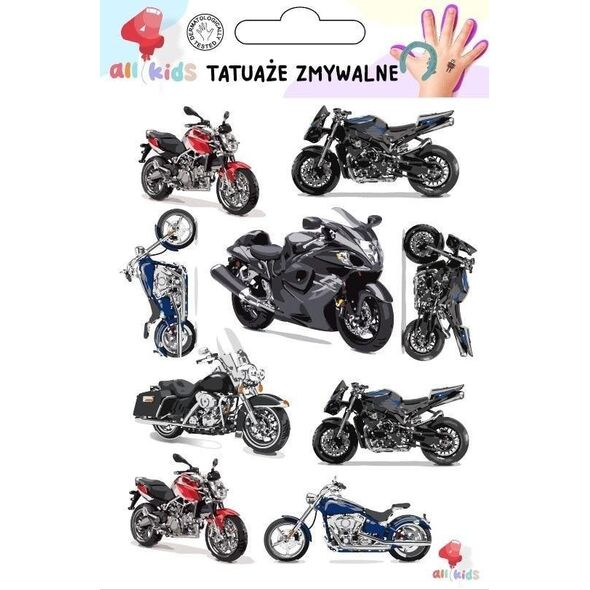 Tatuaże zmywalne dla dzieci Ścigacze motory