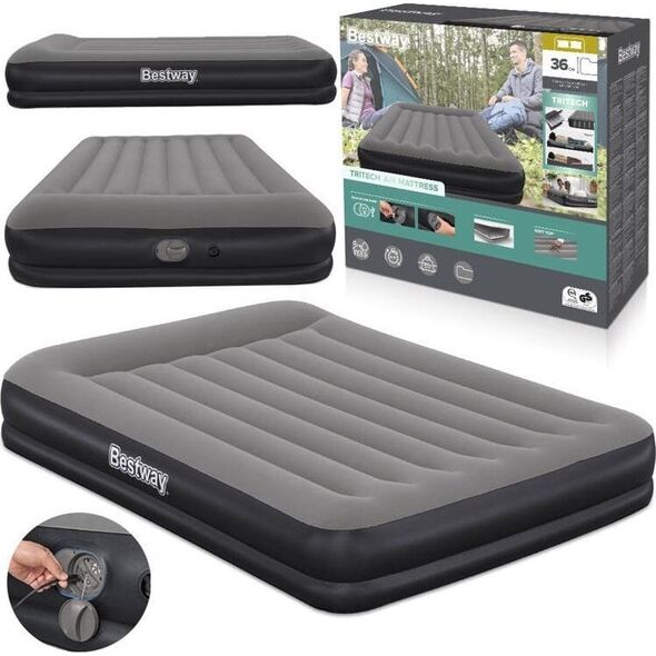 Bestway dmuchany Materac Tritech z wbudowaną pompką USB 152x203cm 671BU
