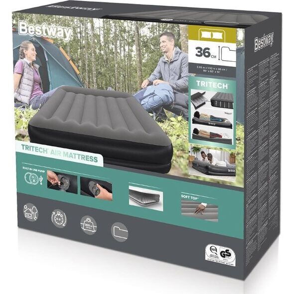 Bestway dmuchany Materac Tritech z wbudowaną pompką USB 152x203cm 671BU