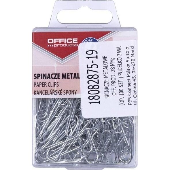 Spinacze metalowe srebrne 28mm 100szt