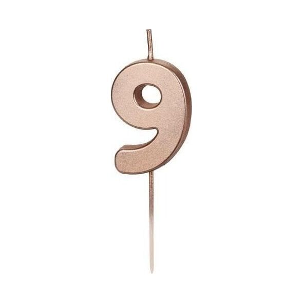 Świeczka urodzinowa 9 różowe złoto 4.5cm