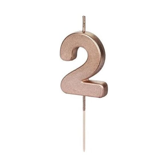 Świeczka urodzinowa 2 różowe złoto 4.5cm