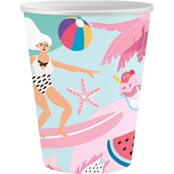 Kubeczki papierowe Summer - Let's Party 250ml 6szt
