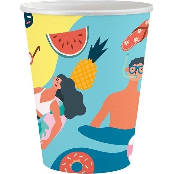 Kubeczki papierowe Summer - Let's Party 250ml 6szt