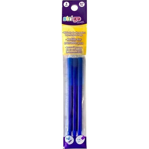 Wkłady do długopisów wymazyw. 0,7mm 3szt STRIGO