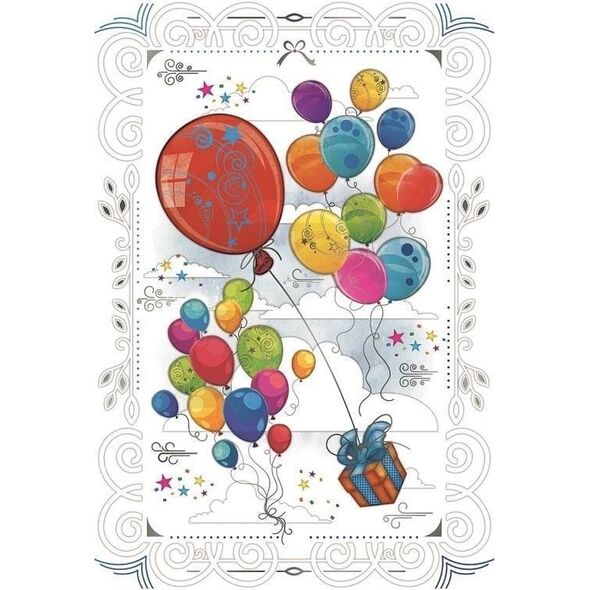 Karnet 12x18cm + koperta Prezent i balony