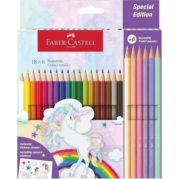 Kredki sześciokątne Unicorn 18+6 kol.