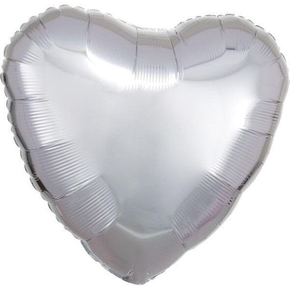 Balon foliowy metalik srebrny serce 43cm