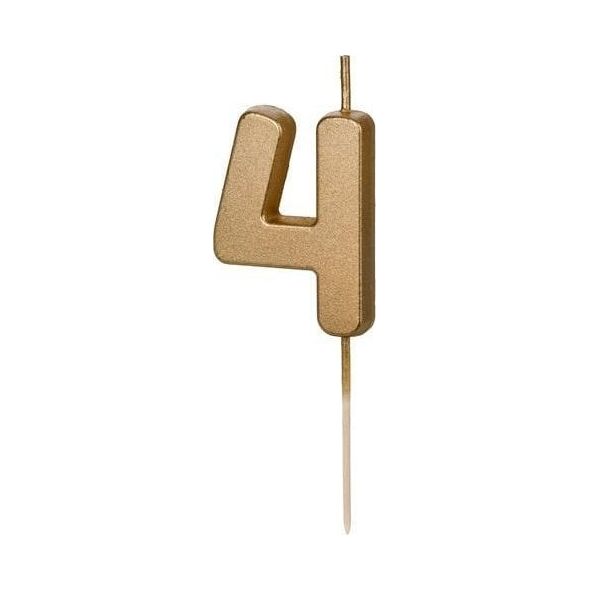 Świeczka urodzinowa 4 złota 4,5cm