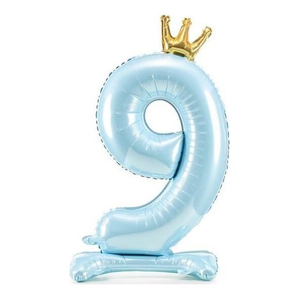 Stojący balon foliowy 9 błękitny 84cm