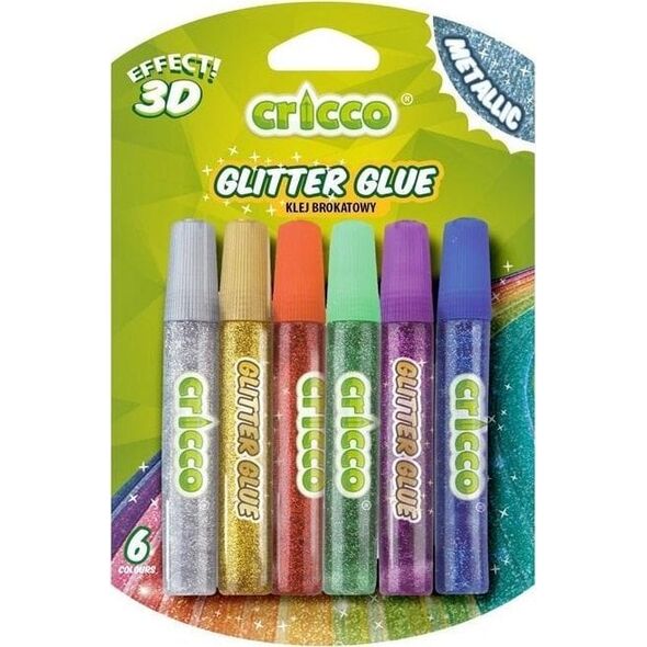 Klej brokatowy 3D neon 10g 6 kolorów CRICCO