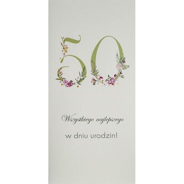 Karnet Urodziny 50 DL U18 - Kwiaty