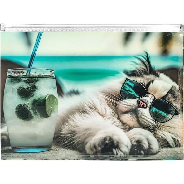 Koperta A4 PP z nadrukiem zip Chillout Cat