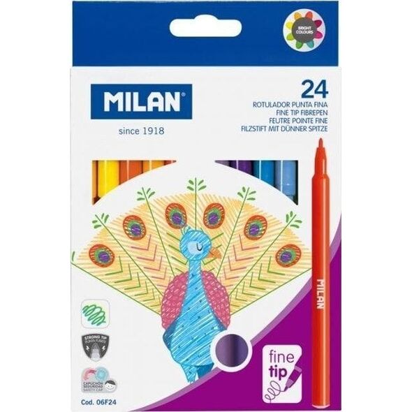 Flamastry z cienką końcówką 24 kolory MILAN