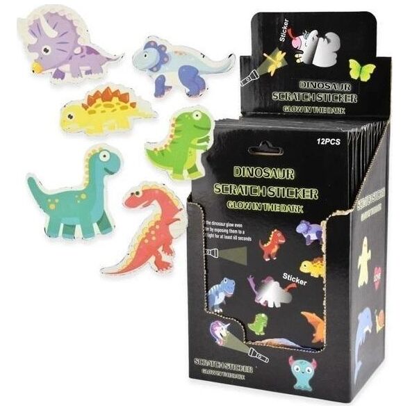 Naklejki zdrapki świecące w ciemności Dinozaury