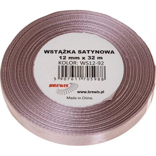 Wstążka satynowa pudrowy róż 12mm x 32m