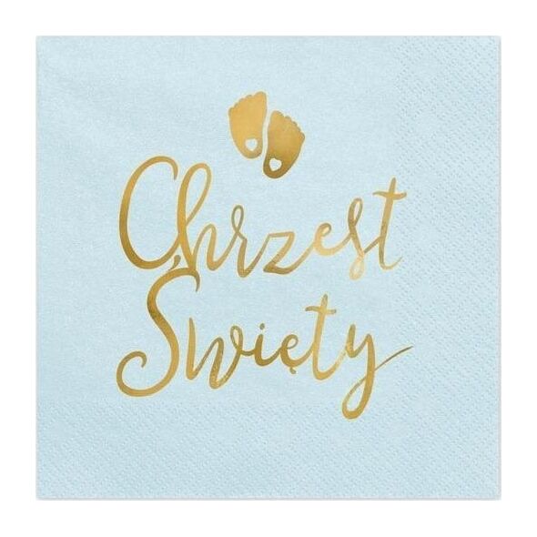 Serwetki Chrzest jasny niebieski 33x33cm 12szt