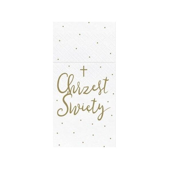 Kieszonka na sztućce biała Chrzest 10x20cm 6szt