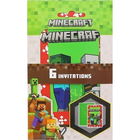 Zaproszenia z kopertami Minecraft 6szt