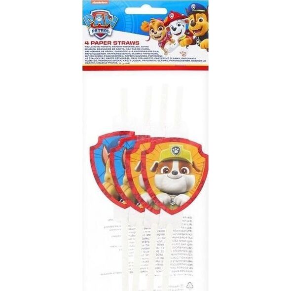 Rurki papierowe z medalionem Paw Patrol 4szt