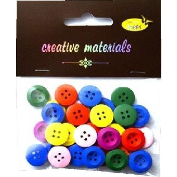 Guziki drewniane kolorowe 15mm 15g