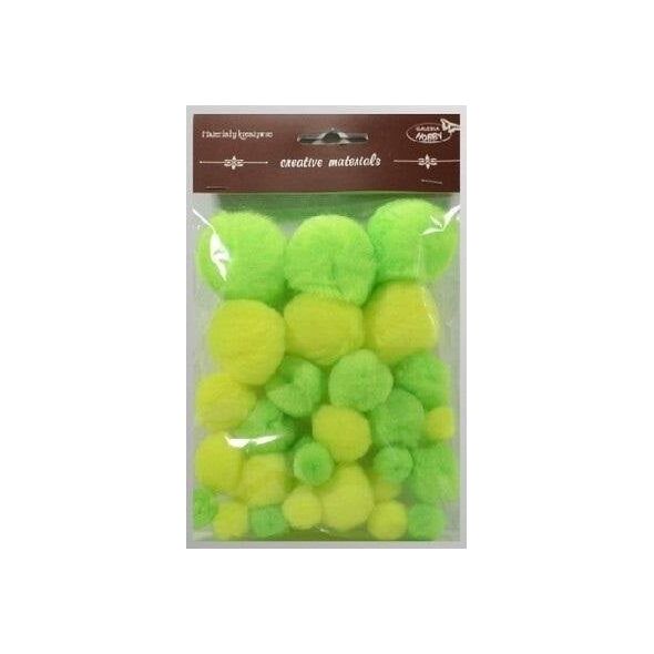 Pompony tonacyjne neonowe 15-40mm 30szt
