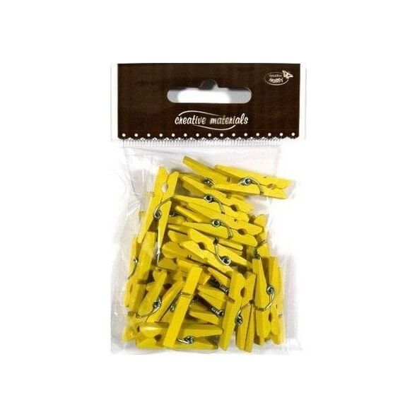 Klamerki drewniane żółte 30mm 25szt