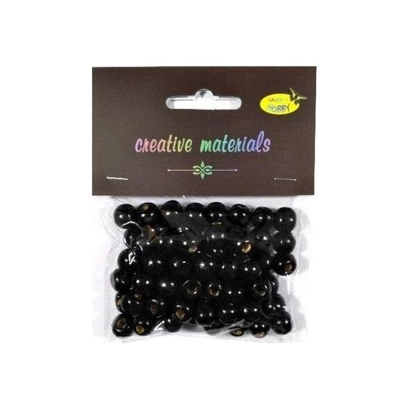 Koraliki drewniane czarne 10mm 25g