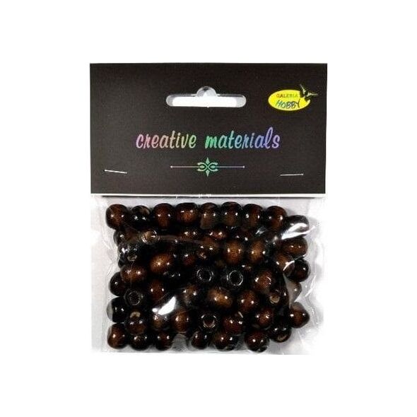 Koraliki drewniane ciemny brąz 10mm 25g