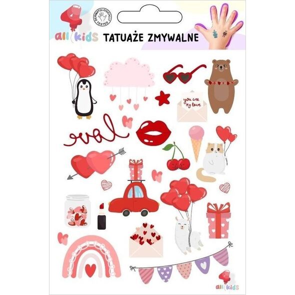 Tatuaże zmywalne dla dzieci Walentynki 2
