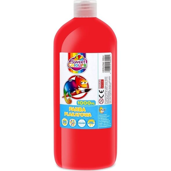 Farba plakatowa czerwona 1000ml