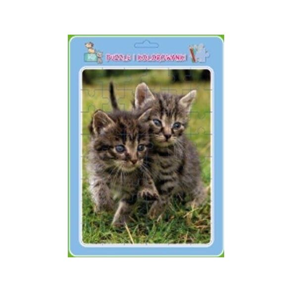 Puzzle w ramce z kolorowanką. Koty