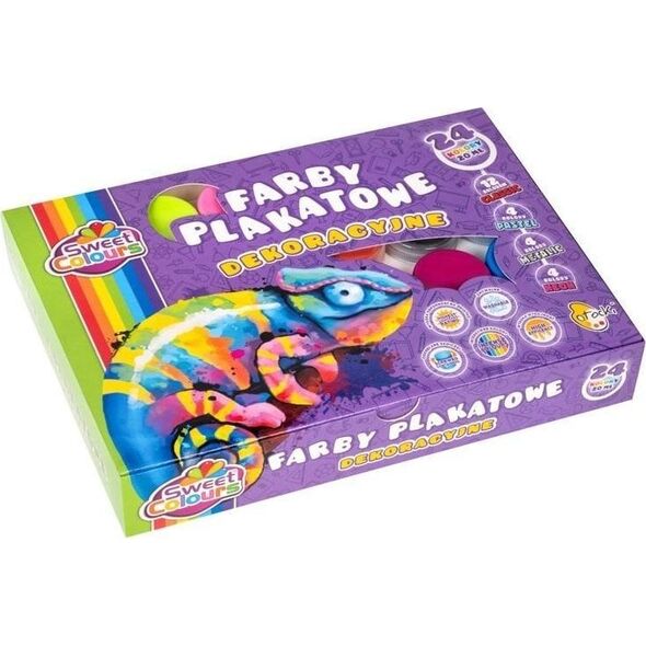 Farby plakatowe dekoracyjne 24 kolory