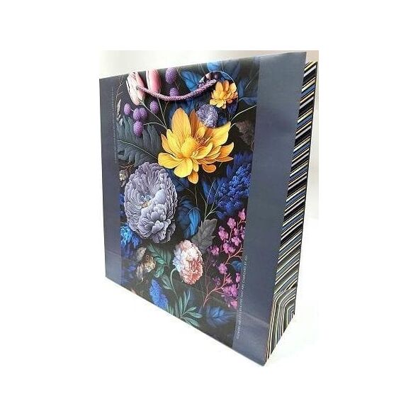 Torebka ozdobna matowa 35x37x12cm ciemne kwiaty